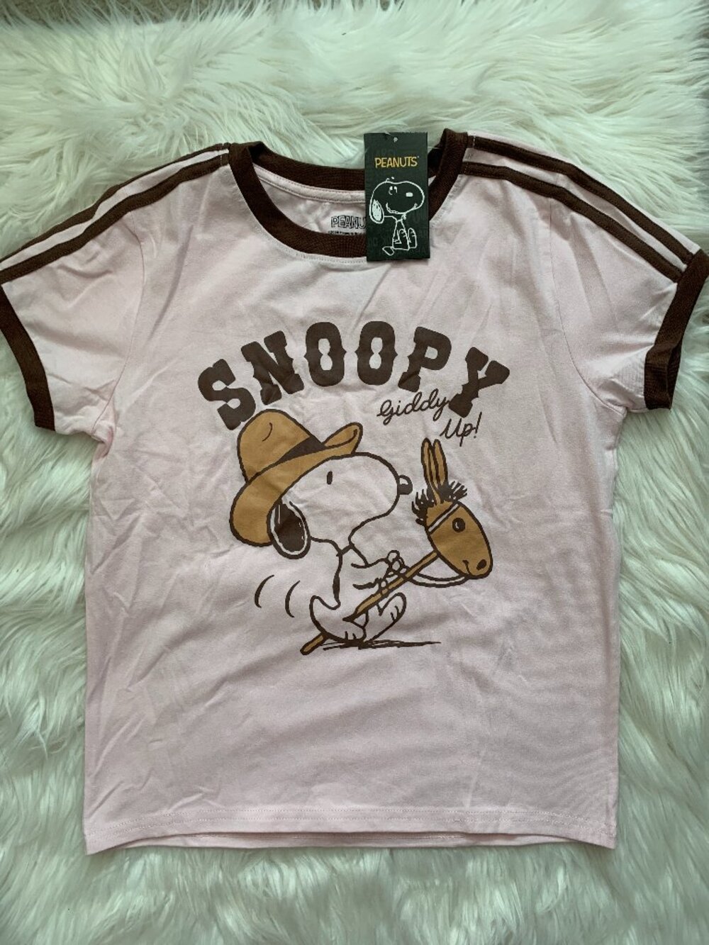 Peanuts Snoopy Pink and Brown Ringer Tee